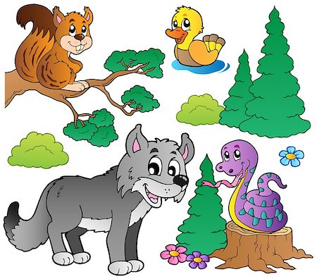 simsearch:400-06081426,k - Forest cartoon animals set 2 - vector illustration. Stock Photo - Budget Royalty-Free & Subscription, Code: 400-04399063