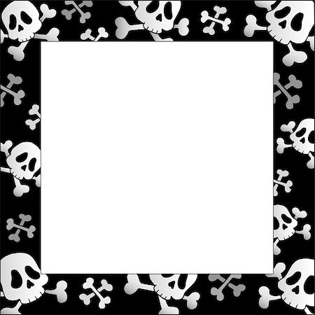 Frame with pirate skulls and bones - vector illustration. Stock Photo - Budget Royalty-Free & Subscription, Code: 400-04399078
