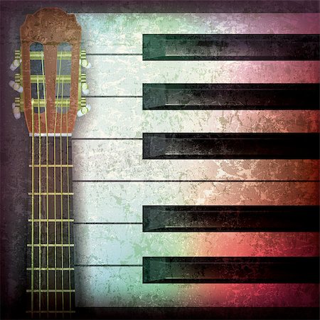 abstract music grunge background with guitar and piano Stock Photo - Budget Royalty-Free & Subscription, Code: 400-04399235