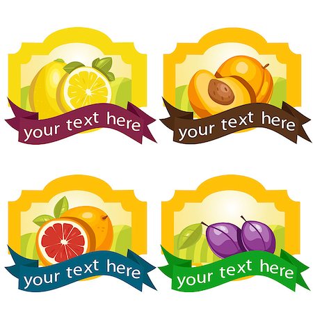 Set of fruit labels, vector illustration Stock Photo - Budget Royalty-Free & Subscription, Code: 400-04399266