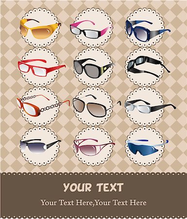 sun protection cartoon - cartoon sunglasses/glasses card Stock Photo - Budget Royalty-Free & Subscription, Code: 400-04399348
