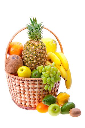 wicker basket full of ripe fruit Stock Photo - Budget Royalty-Free & Subscription, Code: 400-04399462