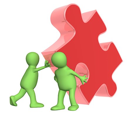 simsearch:400-04720732,k - Success of teamwork. Two puppets with puzzle. Isolated over white Foto de stock - Royalty-Free Super Valor e Assinatura, Número: 400-04399598