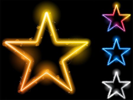 simsearch:400-05129284,k - Vector - Glowing Neon Stars Set of Four Stockbilder - Microstock & Abonnement, Bildnummer: 400-04399608