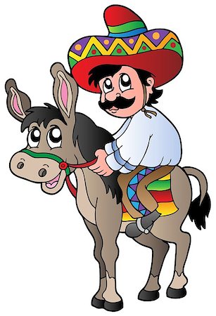 donkey ride - Mexican riding donkey - vector illustration. Stock Photo - Budget Royalty-Free & Subscription, Code: 400-04399743