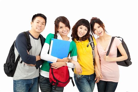 four young happy students Stock Photo - Budget Royalty-Free & Subscription, Code: 400-04390116
