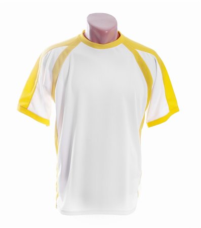 White yellow-striped t-shirt on a white background Stock Photo - Budget Royalty-Free & Subscription, Code: 400-04390366