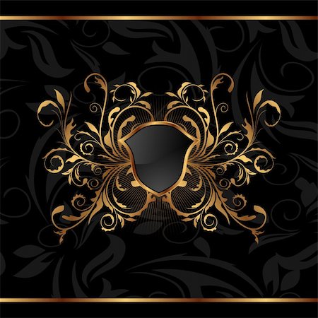 simsearch:400-04914038,k - Illustration golden ornate frame with shield - vector Stock Photo - Budget Royalty-Free & Subscription, Code: 400-04390440