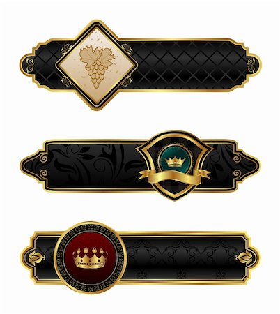 royal banner - Illustration black-gold decorative frames - vector Stock Photo - Budget Royalty-Free & Subscription, Code: 400-04390468