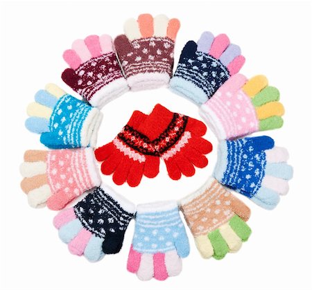 simsearch:400-06462603,k - Baby colour knitted gloves on white background Stock Photo - Budget Royalty-Free & Subscription, Code: 400-04390522