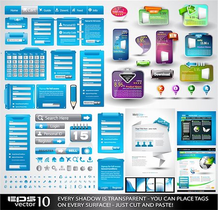 Web Stuff EXTREME Collection: 3 Full websites,hundreds of icons,headers,footers,login forms, paper tag with transparent shadow,stickers,business cards and so on Foto de stock - Super Valor sin royalties y Suscripción, Código: 400-04390721