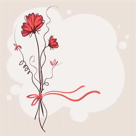 simsearch:400-08572511,k - Red flower vector card background Photographie de stock - Aubaine LD & Abonnement, Code: 400-04390817