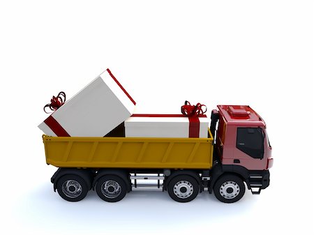 big truck with big gifts Stock Photo - Budget Royalty-Free & Subscription, Code: 400-04390971