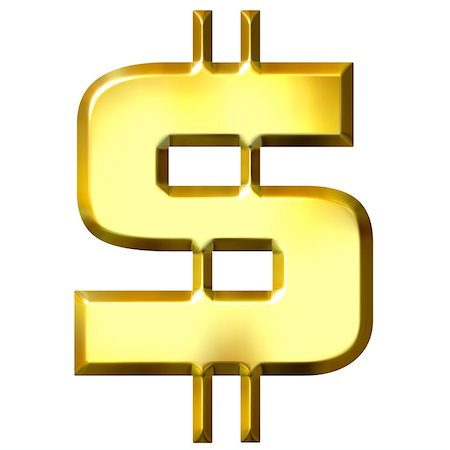 simsearch:400-04545274,k - 3d golden dollar symbol isolated in white Foto de stock - Super Valor sin royalties y Suscripción, Código: 400-04391093