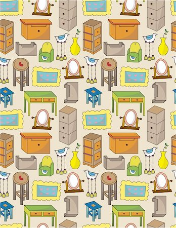 seamless bookshelf - cartoon furniture seamless pattern Stock Photo - Budget Royalty-Free & Subscription, Code: 400-04391130