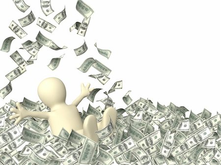 simsearch:400-04022989,k - Happy puppet and a money rain. Isolated over white Stockbilder - Microstock & Abonnement, Bildnummer: 400-04391297