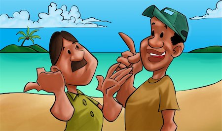 two friends talking in a beach landscape Foto de stock - Super Valor sin royalties y Suscripción, Código: 400-04391335
