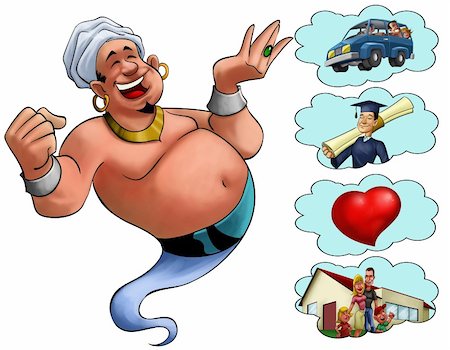 family degree - happy fat genie smiley in the moment when he appears Stock Photo - Budget Royalty-Free & Subscription, Code: 400-04391358