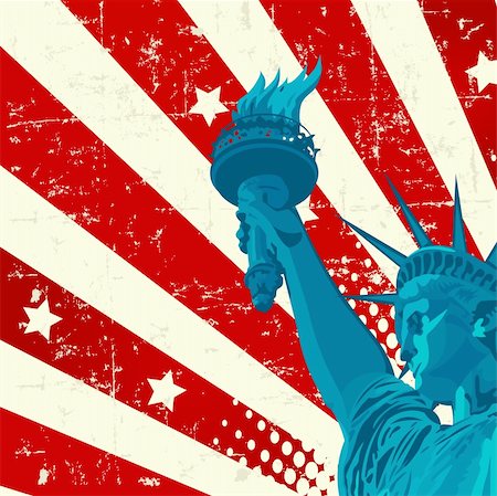 A grunge American flag with the Statue of Liberty Stock Photo - Budget Royalty-Free & Subscription, Code: 400-04391417