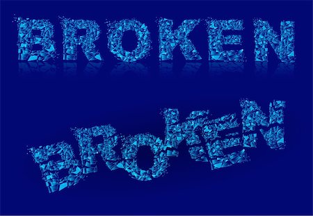 scherbe - Broken font. Illustration isolated on blue for design. Stockbilder - Microstock & Abonnement, Bildnummer: 400-04391448
