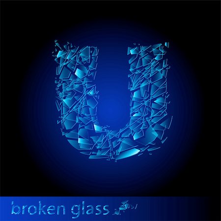 One letter of broken glass - U. Illustration on black background Stock Photo - Budget Royalty-Free & Subscription, Code: 400-04391442