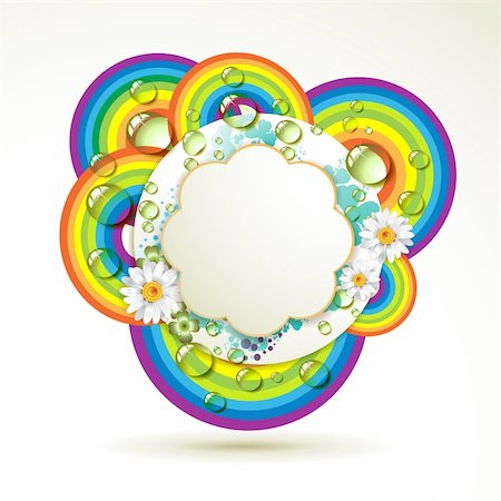 simsearch:400-06355861,k - Floral background with drops of water over circles rainbow Photographie de stock - Aubaine LD & Abonnement, Code: 400-04391961