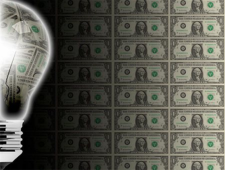 salvatore70_2000 (artist) - bulb in front of money Stock Photo - Budget Royalty-Free & Subscription, Code: 400-04392063