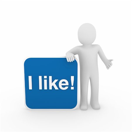 3d human man i like button blue social Foto de stock - Super Valor sin royalties y Suscripción, Código: 400-04392215