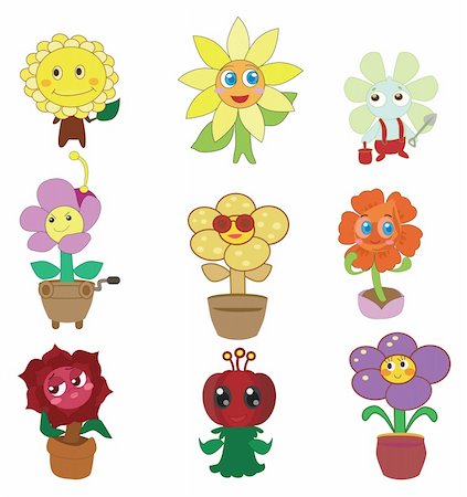 fun plant clip art - cartoon flower fairy icon set Stock Photo - Budget Royalty-Free & Subscription, Code: 400-04392392