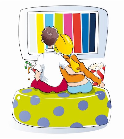 filmproduzent (männlich und weiblich) - youth watching a movie, eating popcorn and soda Stockbilder - Microstock & Abonnement, Bildnummer: 400-04392633