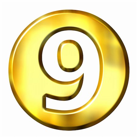 3d golden framed number 9 isolated in white Stock Photo - Budget Royalty-Free & Subscription, Code: 400-04392754