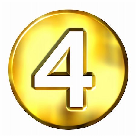 3d golden framed number 4 isolated in white Stock Photo - Budget Royalty-Free & Subscription, Code: 400-04392751