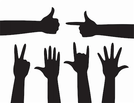 Different hand signs isolated on white background Fotografie stock - Microstock e Abbonamento, Codice: 400-04392816