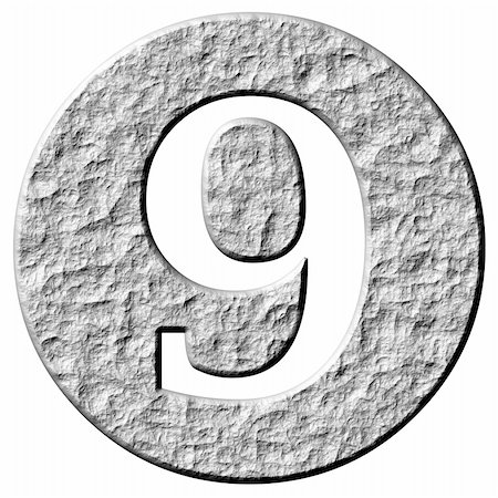 3d stone framed number 9 isolated in white Stock Photo - Budget Royalty-Free & Subscription, Code: 400-04392810