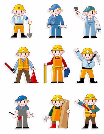 draw cartoon characters human - cartoon worker icon Stock Photo - Budget Royalty-Free & Subscription, Code: 400-04393079