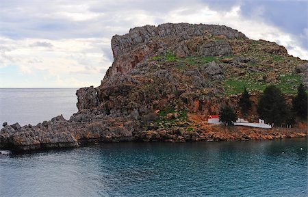 Typical Seascape Greek Island of Rhodes With The Rugged Coast Stock Photo - Budget Royalty-Free & Subscription, Code: 400-04393219