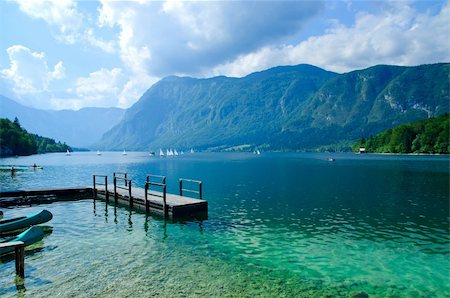 Beautiful view. Lake, mountain, reflection. Lake Bohinj. Slovenia Stock Photo - Budget Royalty-Free & Subscription, Code: 400-04393222