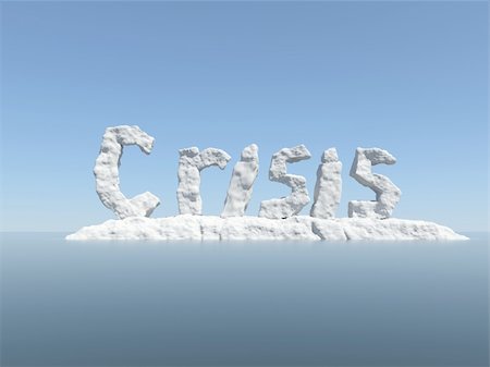 Word Crisis as an Iceberg Concept. High quality render. Creative thinking. Stock Photo - Budget Royalty-Free & Subscription, Code: 400-04393405