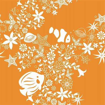 seagrass - Illustration of abstract floral and sea animal pattern, made as seamless, one step to repeat. Stock Photo - Budget Royalty-Free & Subscription, Code: 400-04393431