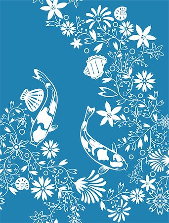 Illustration of abstract floral and sea animal pattern, made as seamless, one step to repeat. Stock Photo - Budget Royalty-Free & Subscription, Code: 400-04393432