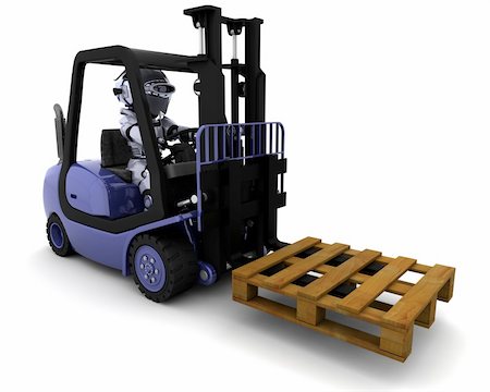 3D Render of Robot Driving a  Lift Truck Stock Photo - Budget Royalty-Free & Subscription, Code: 400-04393551