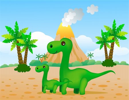 dinosaur cartoon background - Dinosaurs cartoon Stock Photo - Budget Royalty-Free & Subscription, Code: 400-04393956