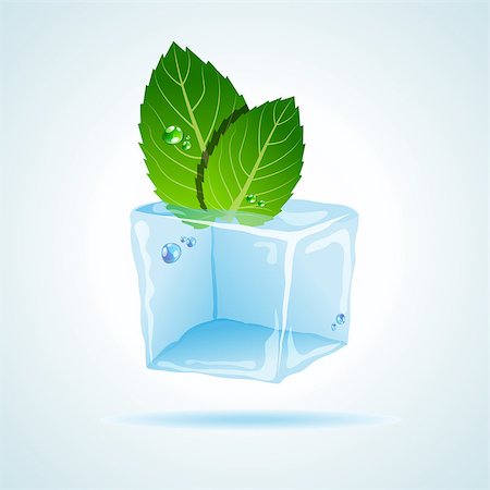 Vector picture with ice and mint leaf Foto de stock - Royalty-Free Super Valor e Assinatura, Número: 400-04404238