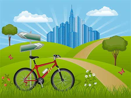 Summer landscape with a bike Stock Photo - Budget Royalty-Free & Subscription, Code: 400-04404629