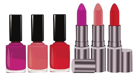Vector illustration of lipstick and nail polish Stock Photo - Budget Royalty-Free & Subscription, Code: 400-04404663