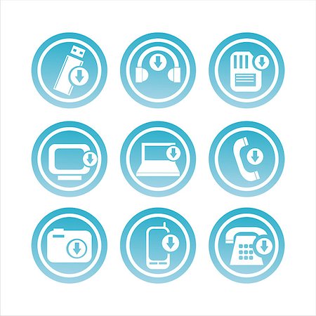 set of 9 blue technology with arrows signs Stock Photo - Budget Royalty-Free & Subscription, Code: 400-04404675