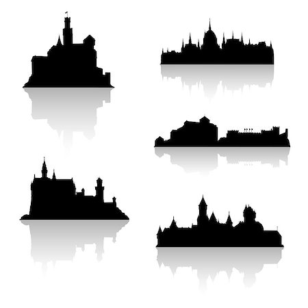 simsearch:400-04600467,k - Black castle silhouettes. Set no 2. Stock Photo - Budget Royalty-Free & Subscription, Code: 400-04405134