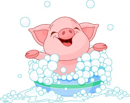 Cute Piglet taking a bath Stock Photo - Budget Royalty-Free & Subscription, Code: 400-04405139