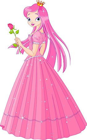 dress for fairy tale character - Illustration of beautiful  pink princess with rose Stock Photo - Budget Royalty-Free & Subscription, Code: 400-04405141