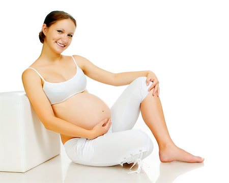 simsearch:400-06849973,k - pregnant young woman isolated on a white Stock Photo - Budget Royalty-Free & Subscription, Code: 400-04405196